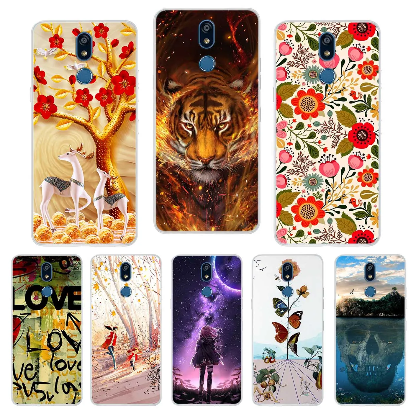 

For Lg K40 Phone Case Carton Silicone Cat Flowers Tiger Painted Soft Back Cover For LG K40 K 40 5.7 Inch Cases Fundas Capa