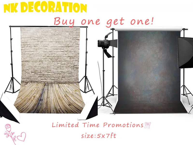 

NK DECORATION Buy one get one New Backdrop Fashion Beige Brick Wood  Abstract Black Photography Background Newborn Child Studio