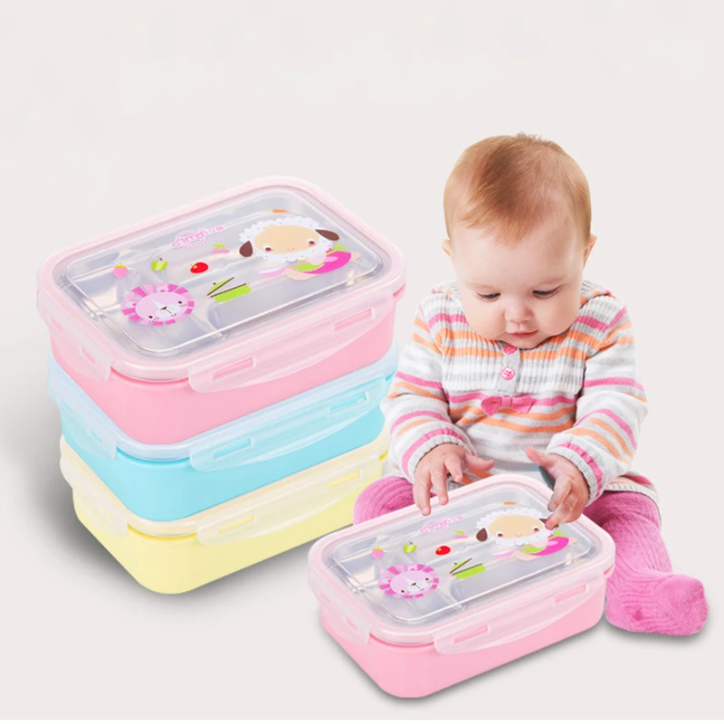 TUUTH 304 Stainless Steel Lunch Box for Kids 3 Grids Water Injection Insulation Portable Food Container Box For Kids Picnic School A1