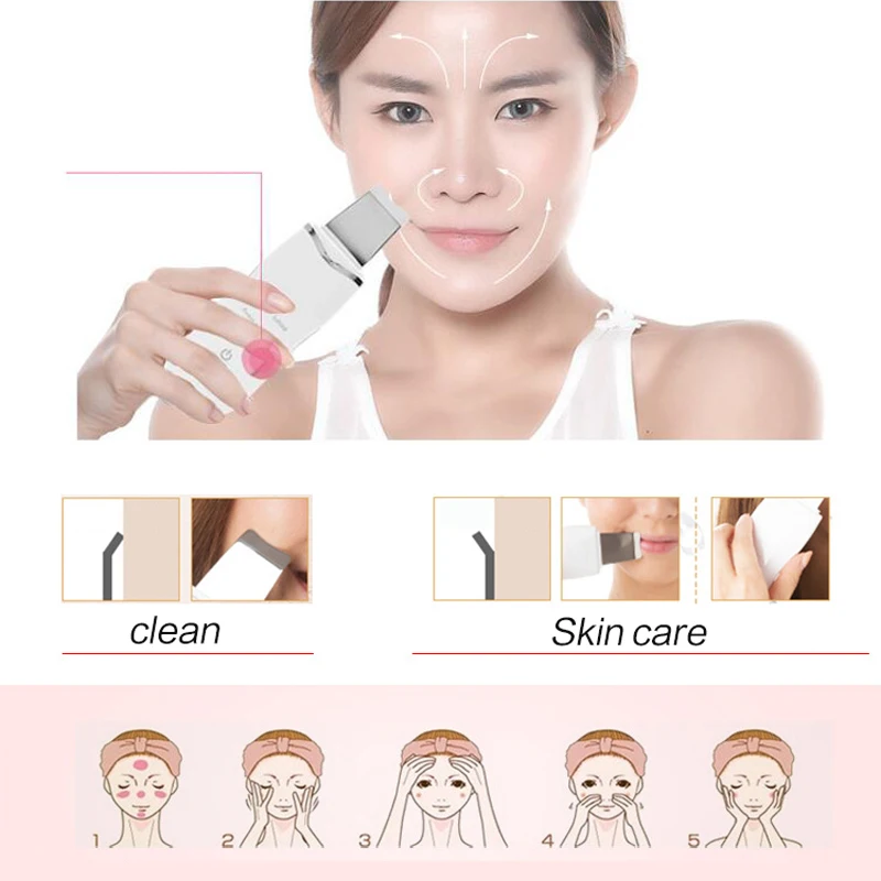 

Ultrasonic Face Skin Scrubber Deep Cleaning Reduce Wrinkles Lifting Face Beauty Pore Cleaner Skin Care Tools for Face Instrument