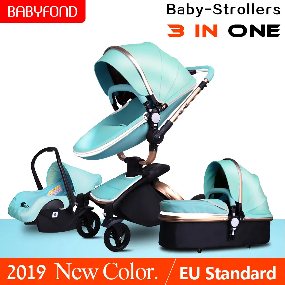 

Free Shipping Babyfond Luxury Baby Stroller 3 in 1 2019 new color European Pram Suit for Lying and Seat aulon