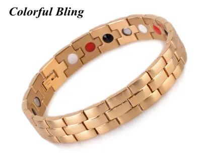 

2015 unique 4 in 1 Magnetic 316L Stainless Steel Gold Chain Bracelet Power Energy Magnetic Bracelet Far Infrared