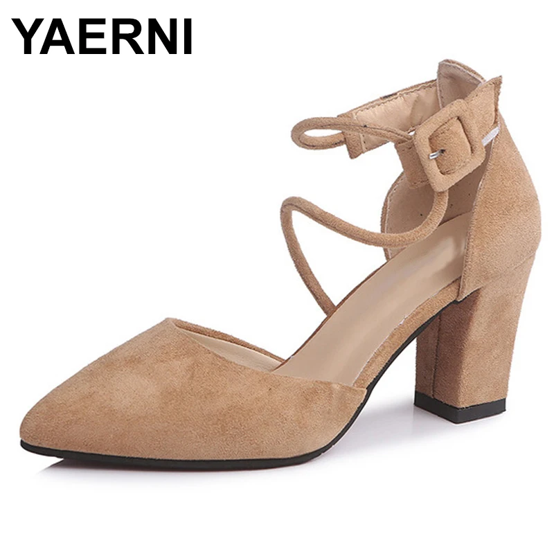 

YAERNI 2019 Summer Women Shoes Fashion Women Casual High Heel Office Shoes Ladies Party Dress Sandals Women PumpsE1036