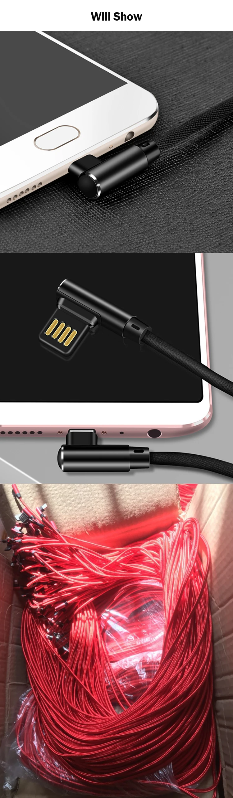 Двойной локоть 90 градусов micro usb type C зарядный кабель нейлон Быстрая зарядка i кабель передачи данных телефона для мобильных игр