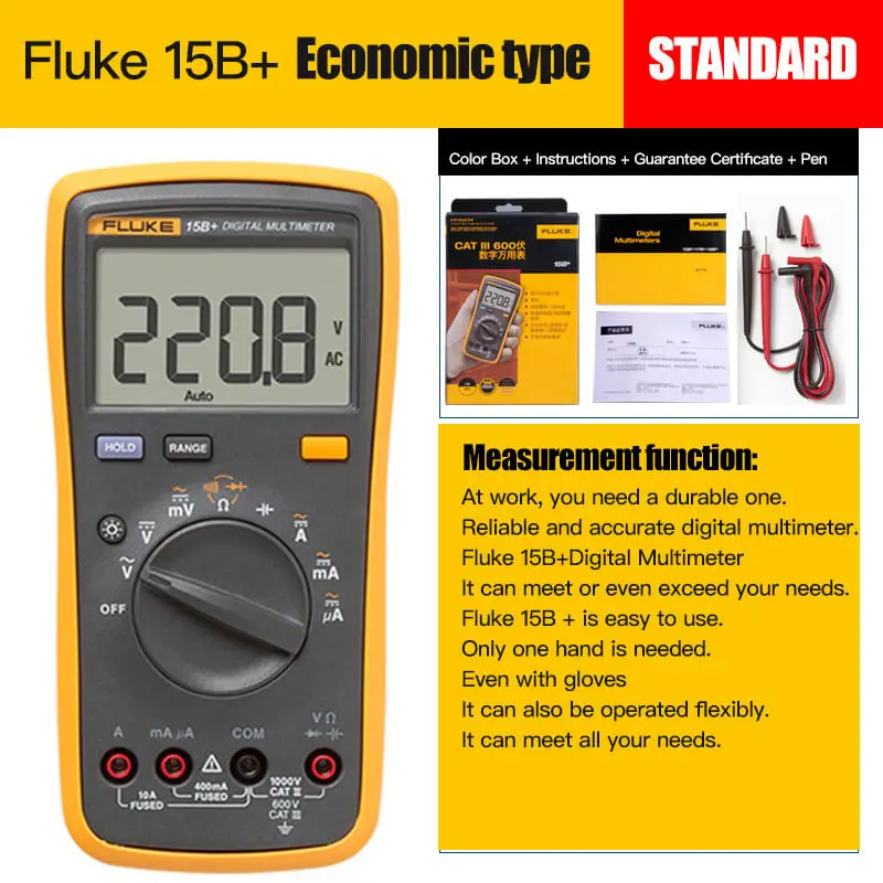 Fluke F15B+ цифровой мультиметр высокоточный автоматический портативный мультиметр - Цвет: F15B plus