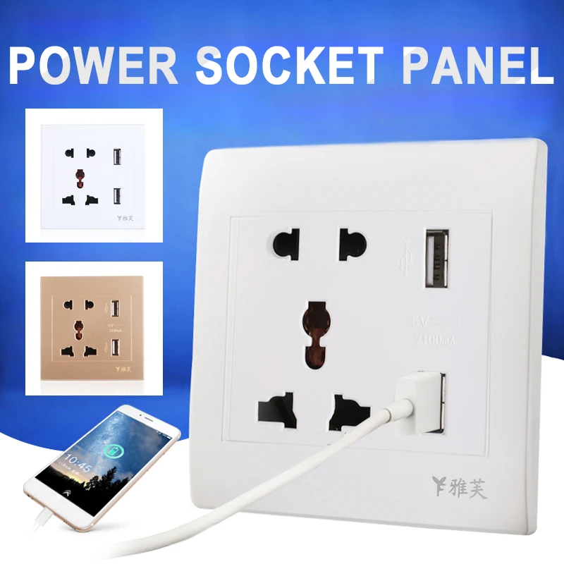 

Outlet Wall Mount Anywhere Office Stairs Fastest Charging 2 USB Power USB Wall Outlet Hallway Multifunction Bathroom Kitchen