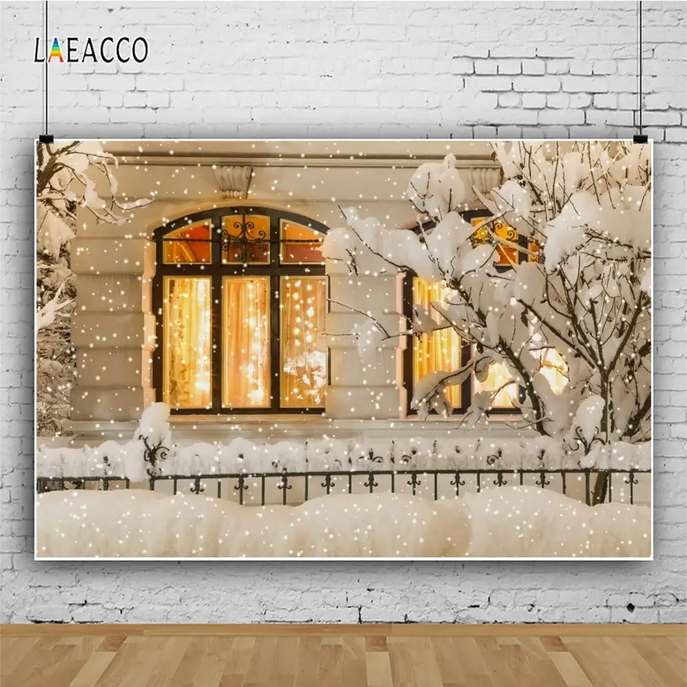 Laeacco Снежный фон для фотосъемки с зимним окном вне свадебного детского фотографического фона Профессиональный для фотостудии