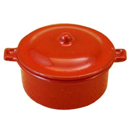 

Dollhouse Miniature Kitchen Utensil Cookware Casserole Dish Stew Pan Stockpot 12th Scale, Red