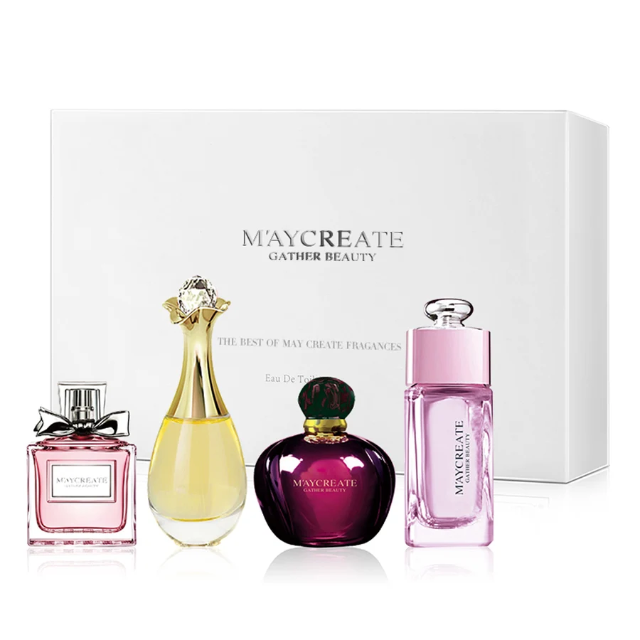 MayCreate 4 قطعة/المجموعة الأصلي عطر للنساء السيدات رائحة السائل الإناث زجاجة عطر الزجاج الأزياء زهرة العطر WP06