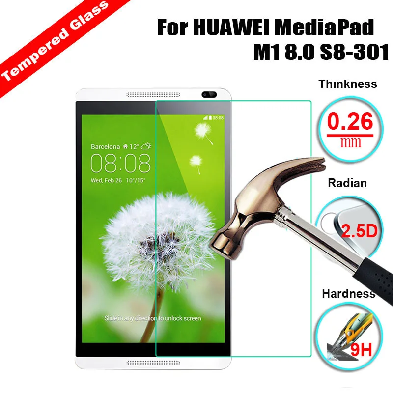 Для S8-301W MediaPad M1 закаленное Стекло HD Экран протекторы для huawei Mediapad M1 8,0 дюймов Tablet закаленное защитное стекло для экрана пленка 9 H