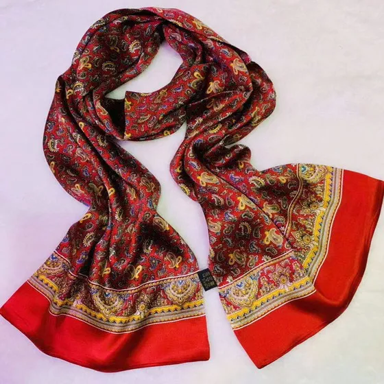 Винтажный шелковый шарф мужской модный цветочный узор с узором пейсли двухслойный Шелковый Атласный шейный платок#4091 - Цвет: 85