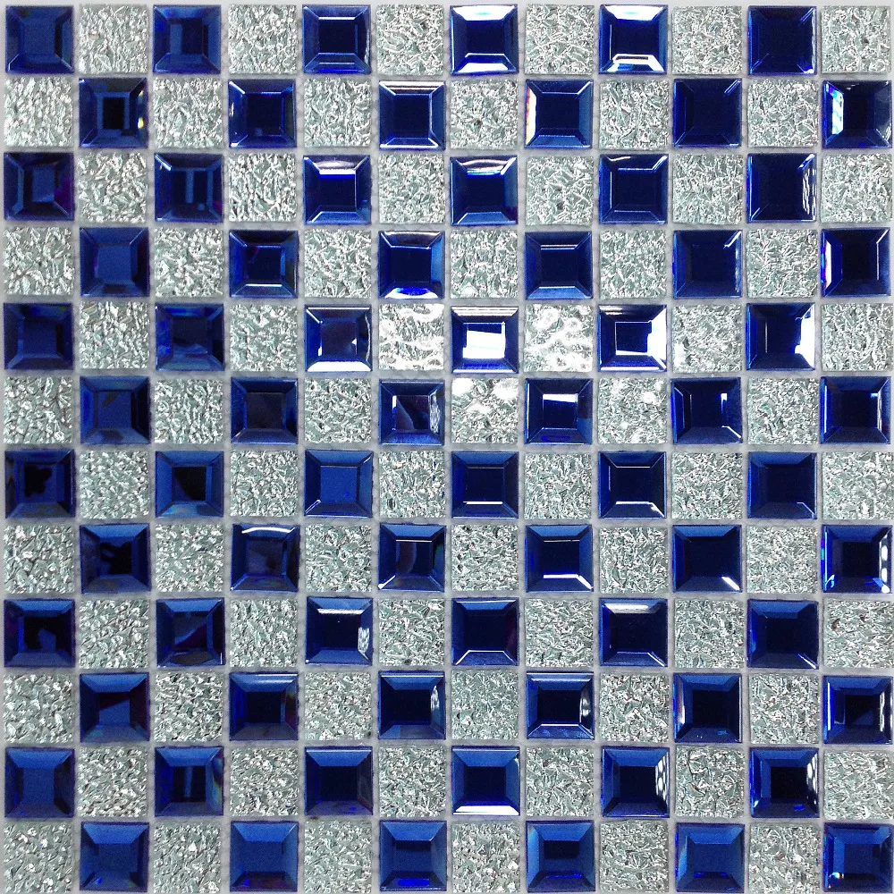 Mar azul de cristal biselado espejo azulejo de la cocina backsplash