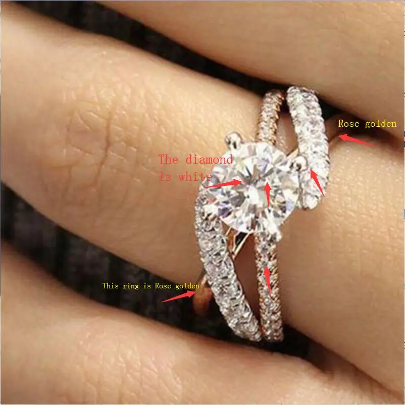 2018 New 1PC Beautiful Wedding Jewelry Women Ladies Ring Girls Zircon Luxurious crystal Gifts Fashion Rose Gold Engagement Rings