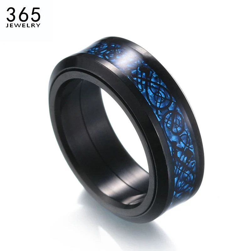 

Fashion Stainless Steel Dragon Scale Engagement Rings For Men Can Be Rotated Dragon Pattern Beveled Finger Ring