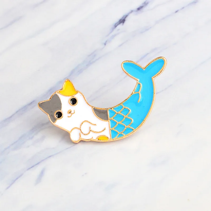 

Cute Enamel Pin Mermaid Cat Gift For Her Gold Pins Flair Lapel Badge Mercat Friend Girlfriend Sister Backpack Badges Brooch Pins