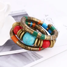 Vintage Boho declaración brazalete pulseras Feminino Cuff Chain Nepal Retro Lava piedras pulsera para las mujeres joyería étnica