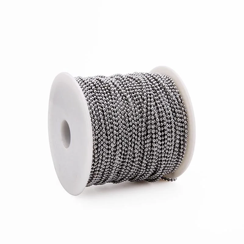 

100 Feet Most Popular Size 2mm 0.078" Nickel Plated Steel Ball Chain Roll Spool for Jewelry DIY Accessories