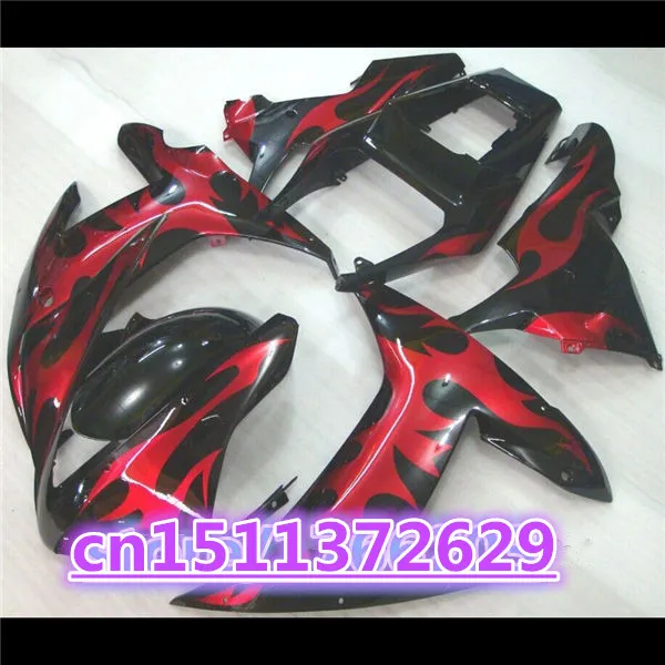 100%NEW For 02-03 YZF R1 02 03 1000 red flames in black YZF-R1 YZF-1000 YZFR1 YZF1000 2002 2003 Fairing Body-Dor D | Автомобили и