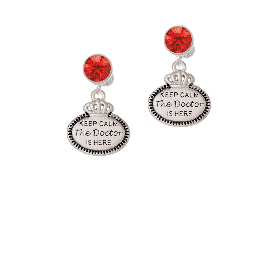 Keep Calm The Doctor is Here Crystal Clip On Earrings (4)