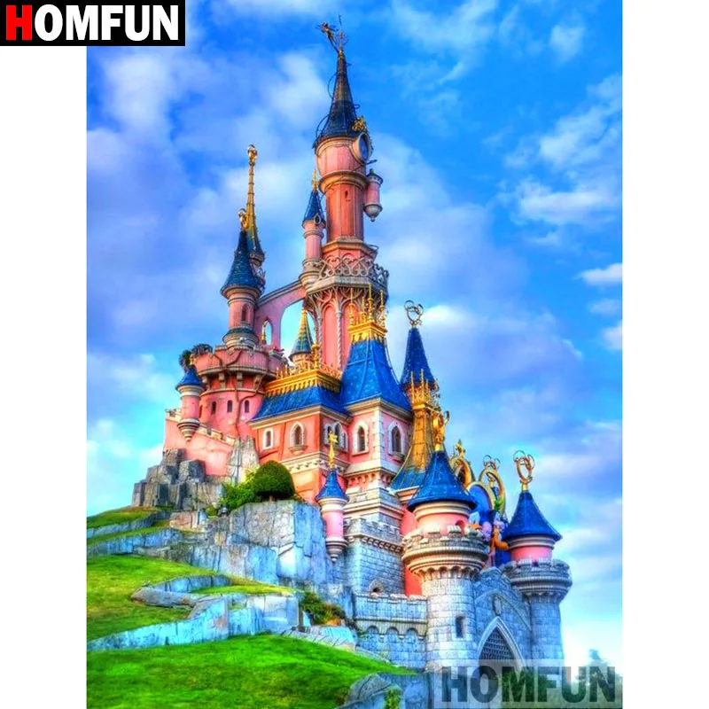 HOMFUN Full Square/Round Drill 5D DIY Diamond Painting &quotCastle building&quot 3D Embroidery Cross Stitch Home Decor A19099 | Дом и сад