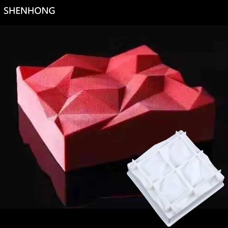 SHENHONG JiuGong художественная форма для торта, 3D антипригарная силиконовая форма, мусс для шоколада, маффинов, пирожных, кондитерских изделий - Цвет: Rock