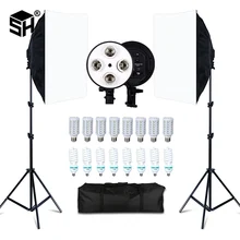 Kit de boîte à lumière pour Studio Photo, 8 LED, 20W, 2 supports de lumière, 2 boîtes à lumière pour appareil Photo