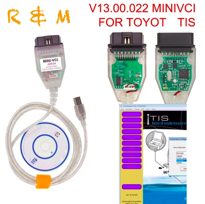 

vci V13.00.022 mini vci for toyot-a J2534 interface for Toyot-a tis techstream latest version 2018 OBD2 OBDII diagnostic cables