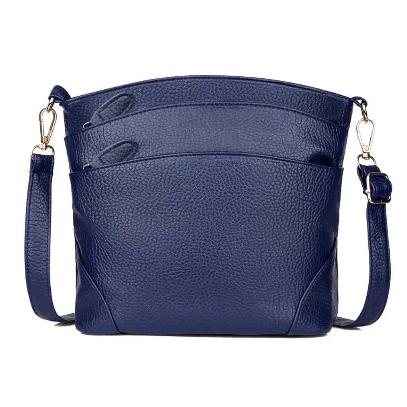 AIZHIYI Повседневная сумка, модные женские сумки, простые сумки через плечо, на молнии, женская сумка из искусственной кожи, сумки через плечо - Цвет: Синий