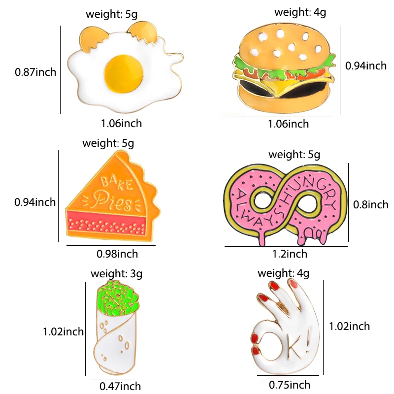 Эмалированный значок буррито омлет пончик гамбургер нагрудный знак брошь джинсовая рубашка мешок мультфильм ювелирные изделия подарок для детей