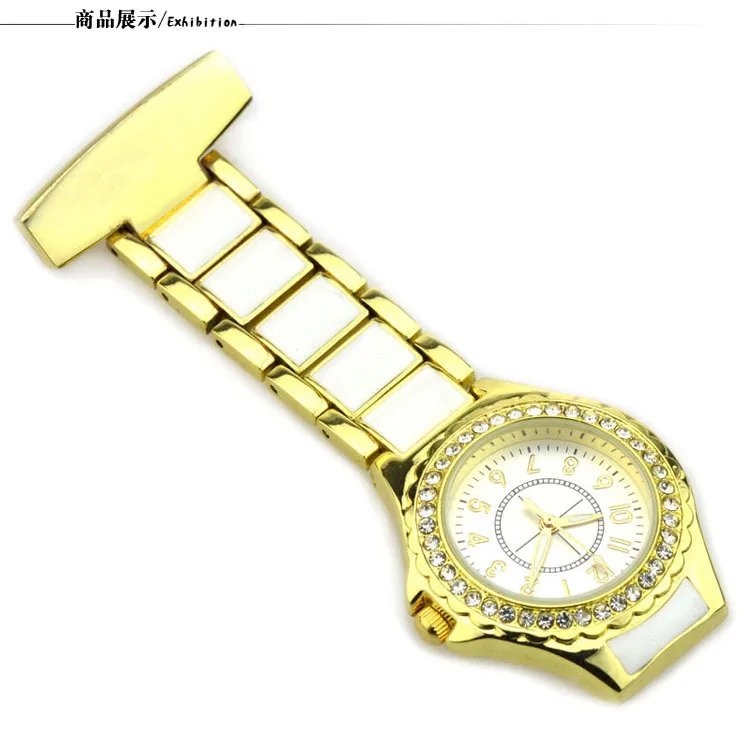 

Nurse Watches Luxury Crystal Gold Silver Pocket Watch Fashion Analog Stainless Stee Fob Watch For Women Ladies