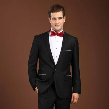 

High Quality Groom Tuxedos Flat Collar Groomsman Suit 1 Button Wedding suit Custom Made Man Suit for Man Clothes (Jacket+pants)