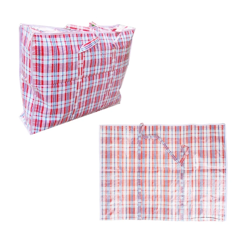 New Plastic Woven Storage Bag Zipped Reusable Large Strong Shopping