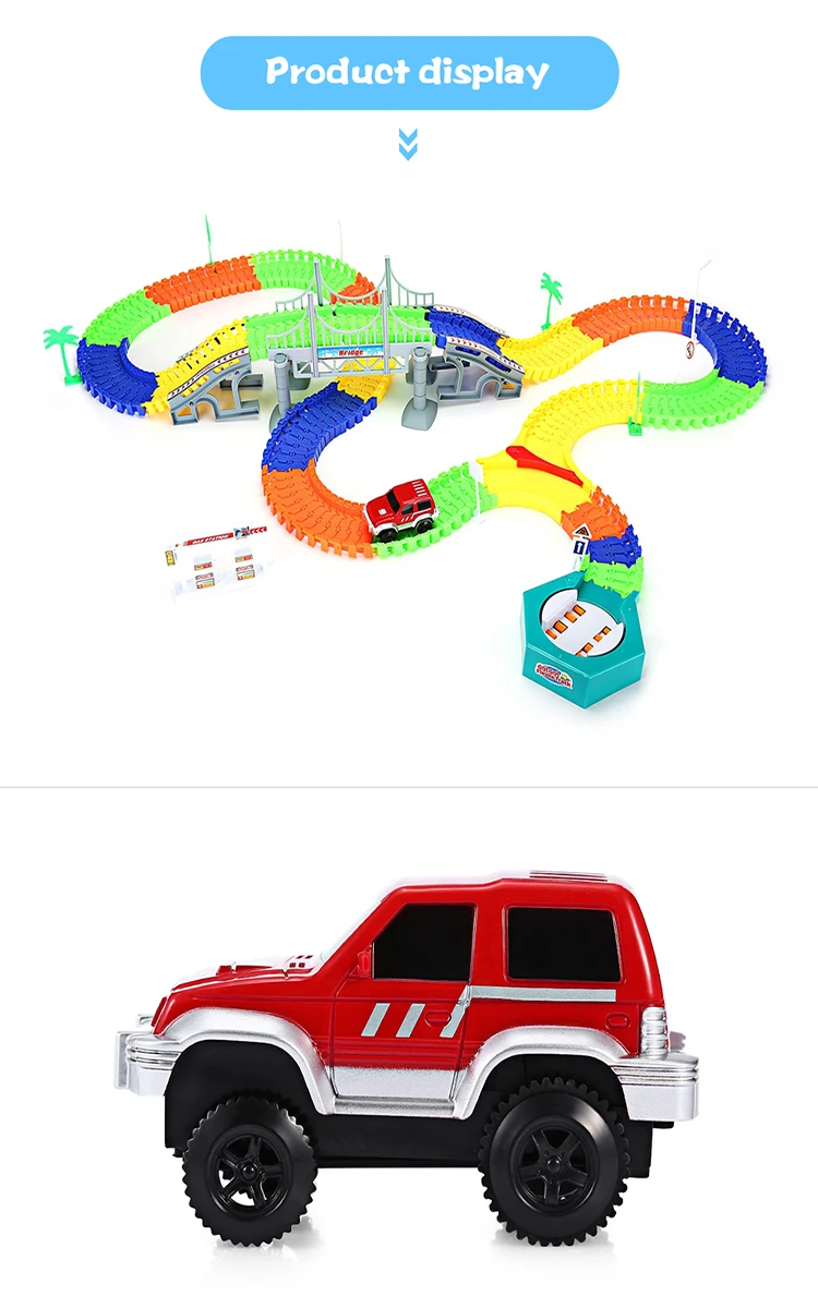 Estrada de Ferro Ferroviário Carro Mágico Mini Flexível Luminosa Brilhante Faça Você Mesmo Multi-montado Plástico Crianças Brinquedos Hobby Luz 7 Luz ferroviário carro mágico mini estrada de