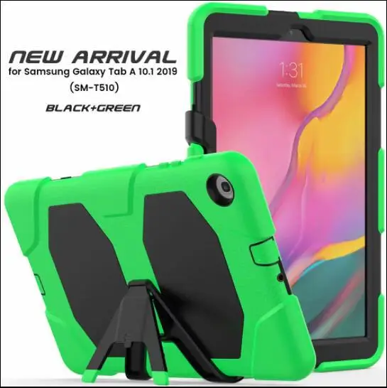 Чехол для Samsung Galaxy Tab A 10,1 T510 T515Tablet ударопрочный жесткий военный, повышенная нагрузка силиконовый прочная стойка защитный - Цвет: 3