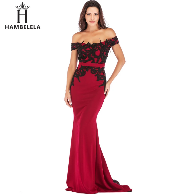 HAMBELELA vestido de festa, облегающее длинное платье с кружевным топом и лифом в форме русалки, вечернее платье, очаровательное свадебное платье