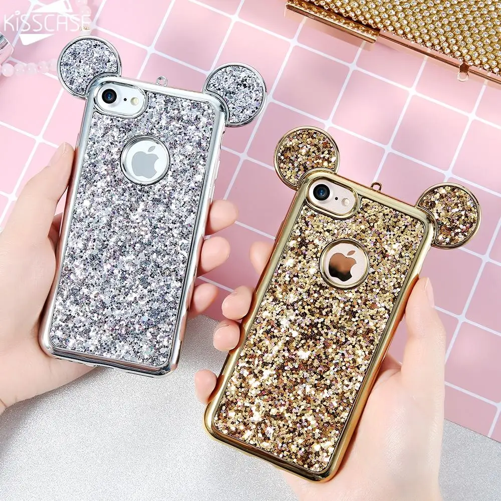 KISSCASE чехол для iPhone 5S 5 SE очень мягкий Bling блесток 3D блеск Крышка X 8 7 Plus плюс 6 S Capinhas
