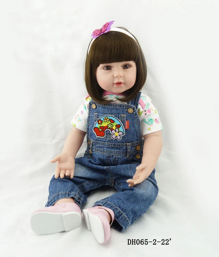 Маленькие силиконовые куклы с одеждой в джинсах 22 дюйма|silicone baby doll|girl dollreborn bonecas |