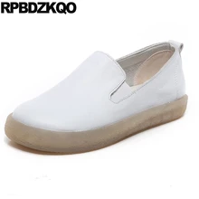 Вождение женщин Толстая подошва белый Большой размер медсестра Круглый носок ретро большой Устойчивый к скольжению Японский Широкая посадка Женская обувь плоские последние весенняя осень Мода красивая отправка