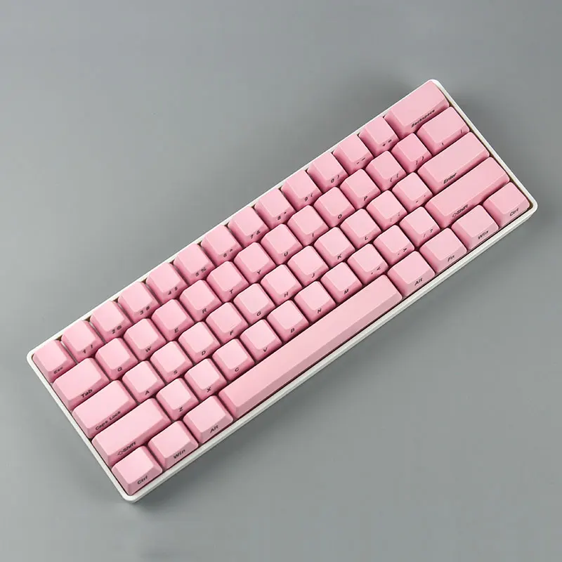 Розовая 60 OEM боковая печатная Толстая pbt 61 клавиша для GH60 покер DZ60 mx Переключатель ANSI 60% механическая клавиатура - Цвет: Pink OEM Side 61