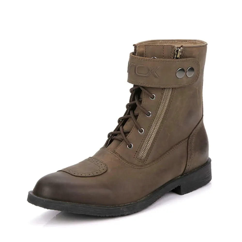 ARCX Cow Leather Motorcycle Riding Ankle Boots Street Moto Racing Motorbike Chopper Cruiser Touring Biker Vintage