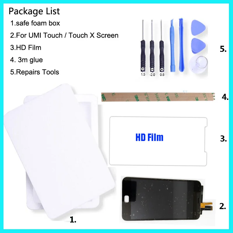 Cena Dla Original UMI Dotykowy Czujnik Dotykowy X Ekran Wyświetlacz LCD + Ekran Dotykowy Digitizer Wymiana Zespołu 5.5 \