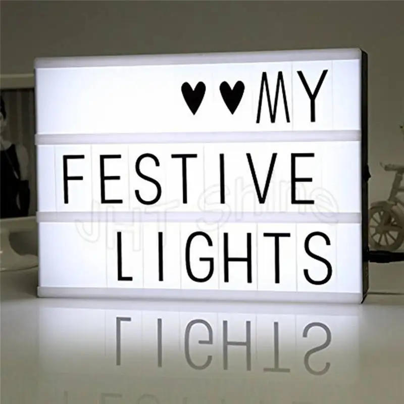 Батарея питание Кино tic Кино доска светодиодный свет A4 Letter Box DIY Знак Lightbox Таблица вечерние свадебные Новогоднее украшение