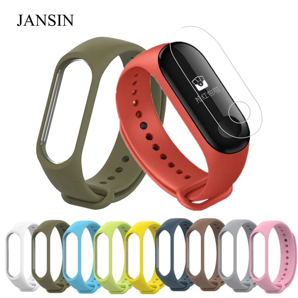 

Xiaomi Mi Band 3 Strap Silicone Strap Bracelet Wristband Smart Band wrist Strap for Xiaomi MiBand 3 Screen protection film