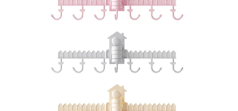 Птицы регулируемые 7 крючков настенные двери хранения Угловые подвесные органайзеры ванная комната кухонные вешалки для дома организации декора животных