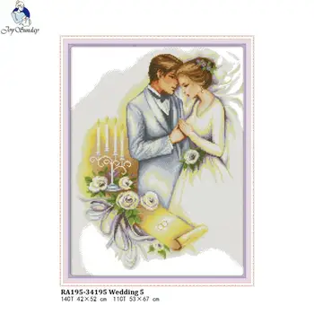

Joy Sunday Wedding 5 Counted Cross Stitch DMC 11CT 14CT Cross Stitch Kits Handmade Embroidery Home Decor Factory Wholesale