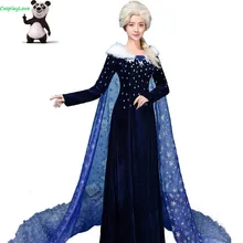 Маскарадное черное платье принцессы Эльзы костюм принцессы Эльзы для взрослых Снежная принцесса Эльза маскарадный костюм