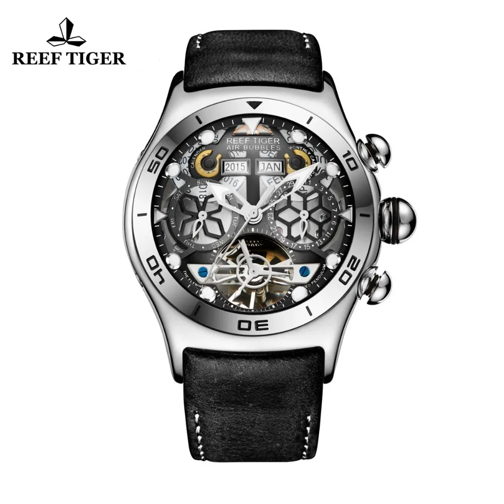 

Reef Tiger/RT Mens Sport Watches Automatic Skeleton Watch Steel Waterproof Tourbillon Watch with Date Day reloj hombre RGA703