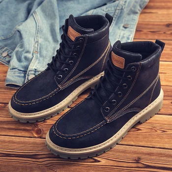 

Fashion Krasovki Men's Boots Winter Snow Boots Waterproof High Quality PU Men Shoes Casual Male Motorcycle Boots Chaussure Homme