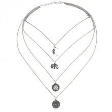 Female Jewelry Choker Multi-layers Star Elephant Pendant Chain Necklace Moon Elephant Multilayer Necklace Female Jewelry Choker Multi-layers Star Elephant Pendant Chain Necklace Moon Elephant Multilayer Necklace