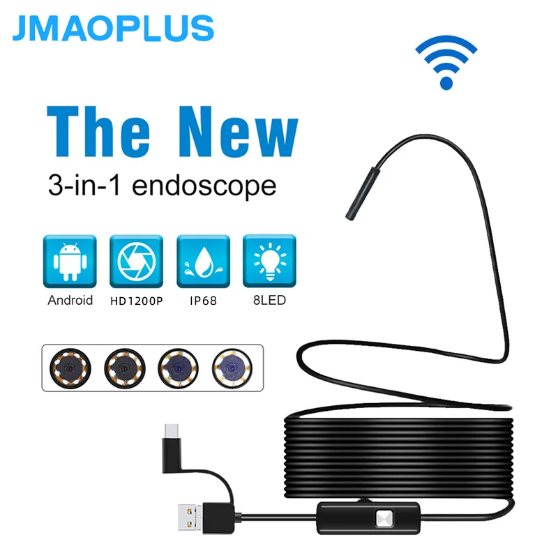 

8mm Endoscope 10m 1200p Endoscope Wireless Endoscope Sewer Security Camera Borescope IOS Endoscope For Iphone
